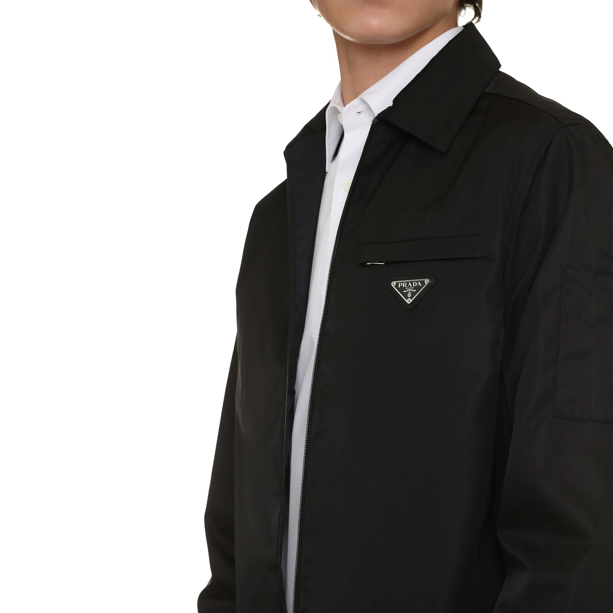 Prada Re Nylone Classic Collar Black Jacket
